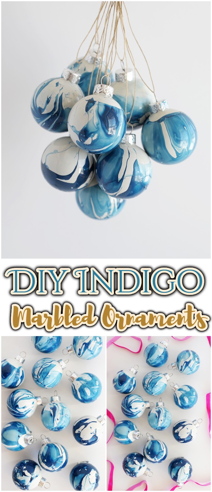 Diy Indigo Marbled Ornaments