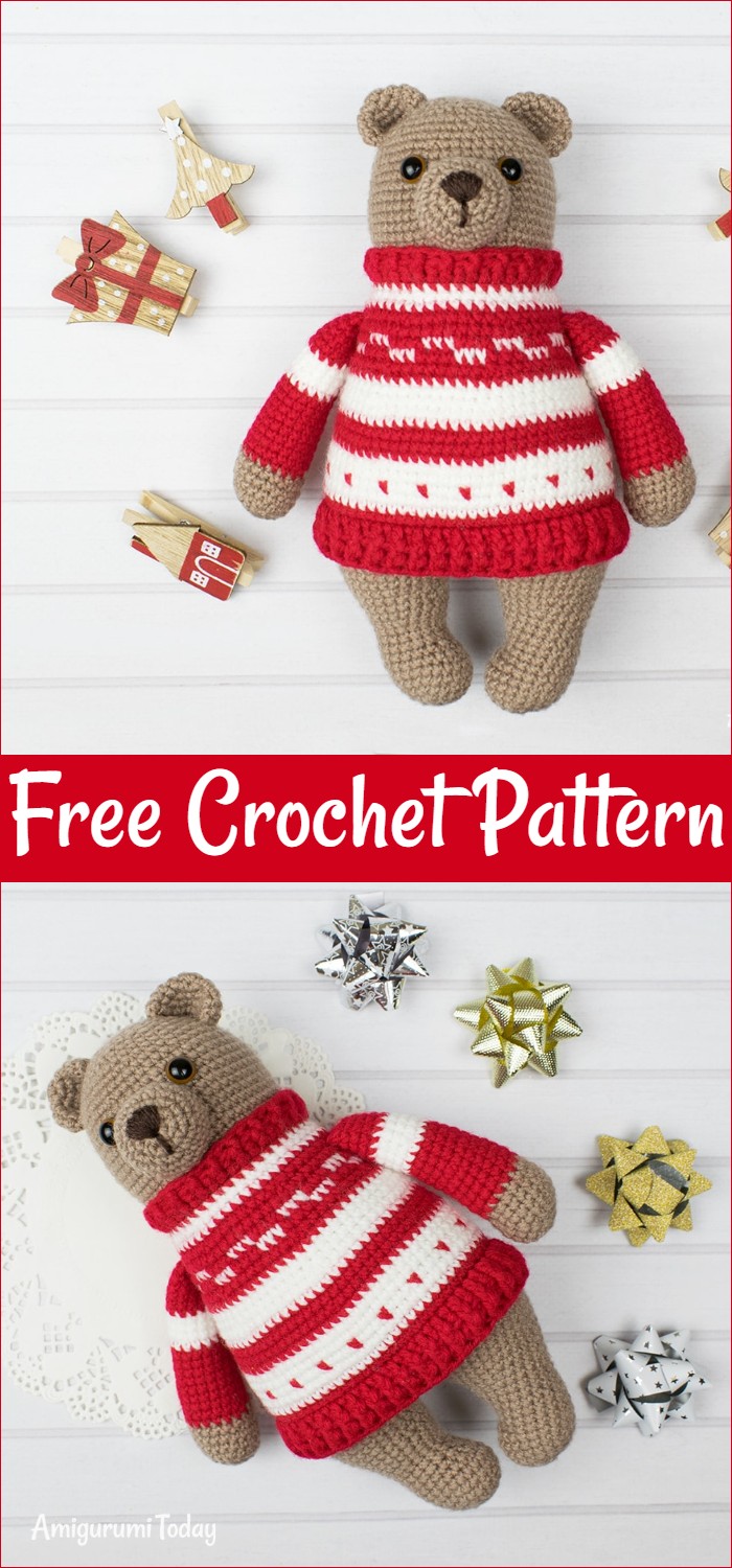 Amigurumi Bear In Pullover Free Crochet Pattern