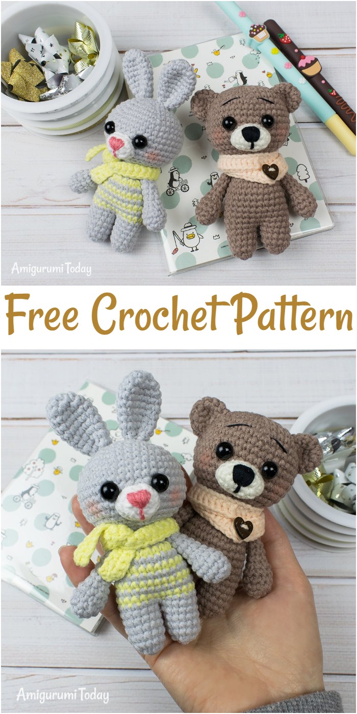 Free Crochet Animal Patterns Amigurumi Bunny And Bear