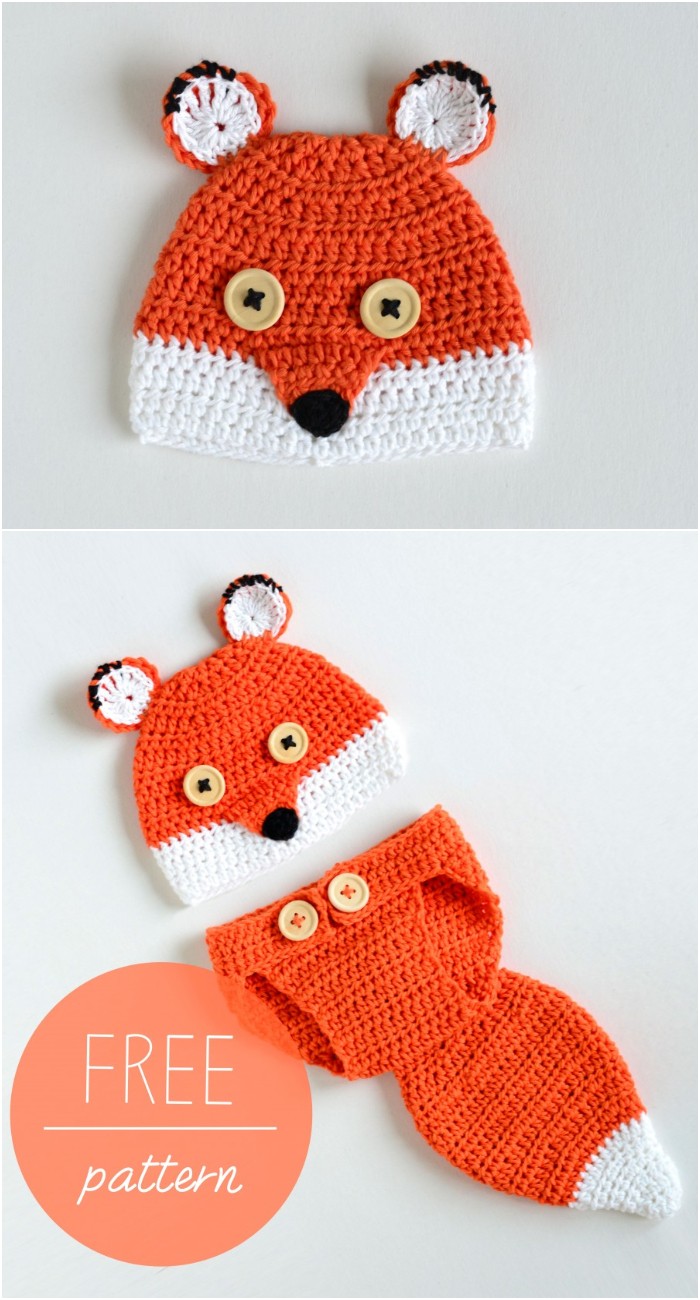 Free Crochet Baby Hat And Diaper Cover Cute Fox