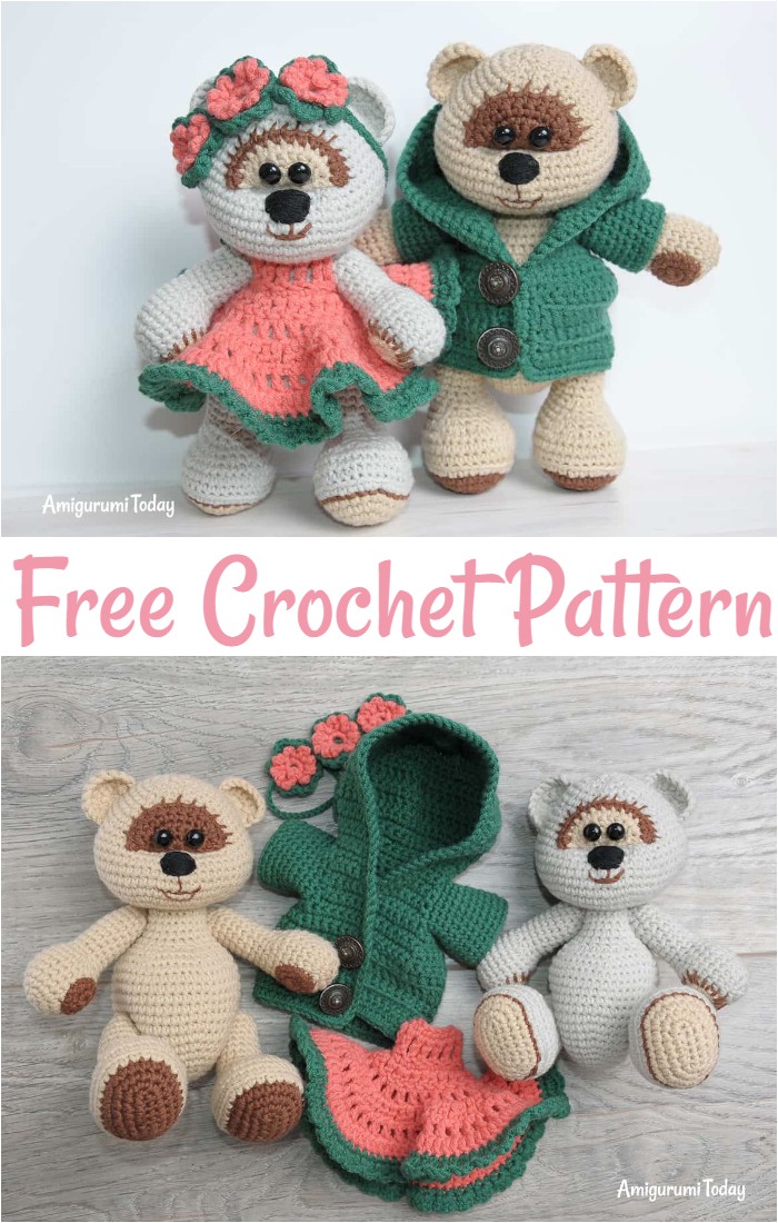 Honey Teddy Bears In Love Free Crochet Pattern