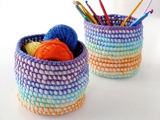 Coil + Crochet Rainbow Basket
