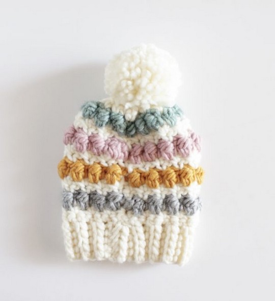 Crochet Even Berry Stitch Baby Hat