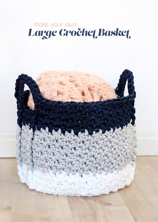 Large Crochet Basket With Handles