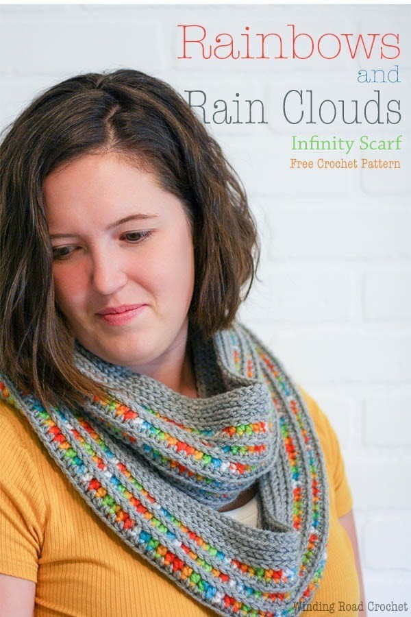 Rainbows And Rain Clouds Infinity Scarf Free Crochet Pattern