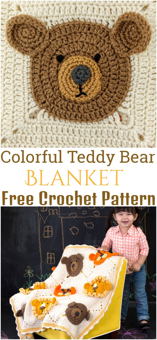 Crochet Colorful Teddy Bear Blanket Pattern