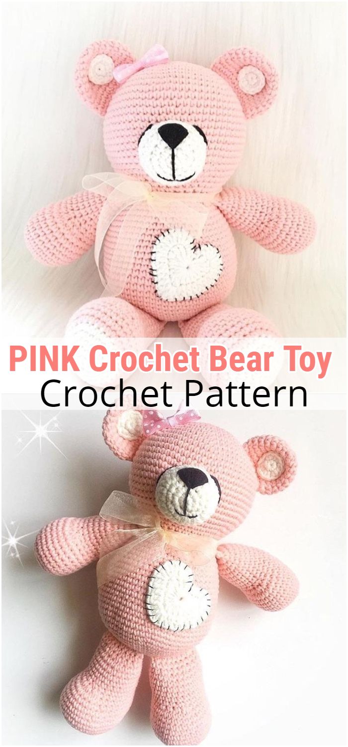 PINK Crochet Bear Toy