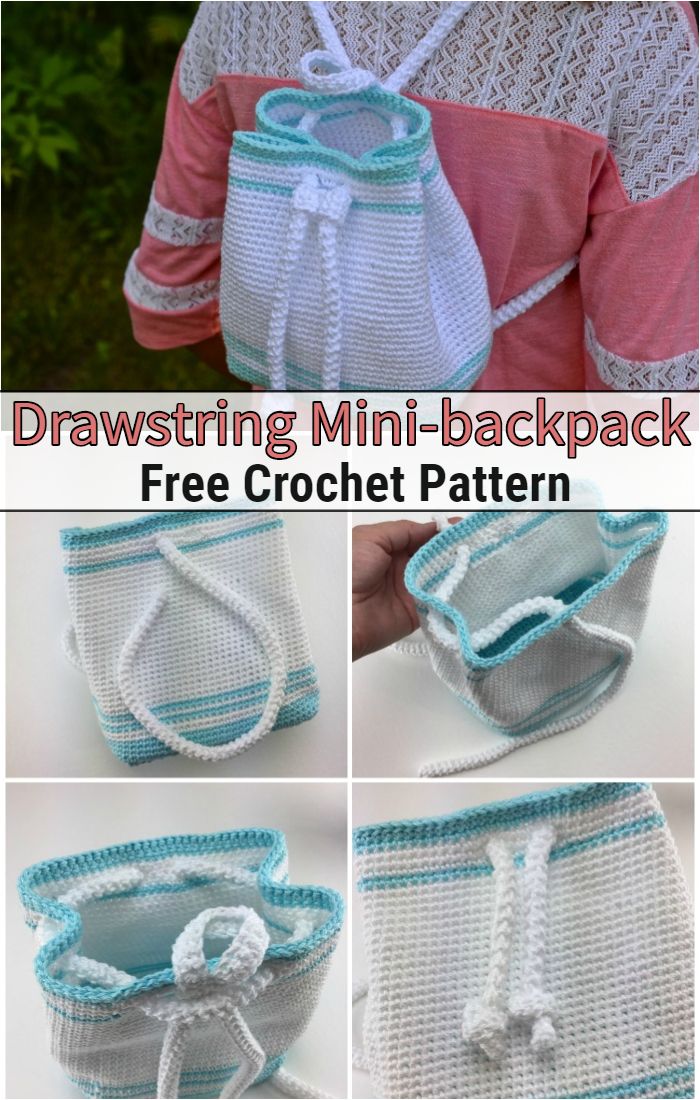 Drawstring Mini-backpack – Free Crochet Backpack Pattern