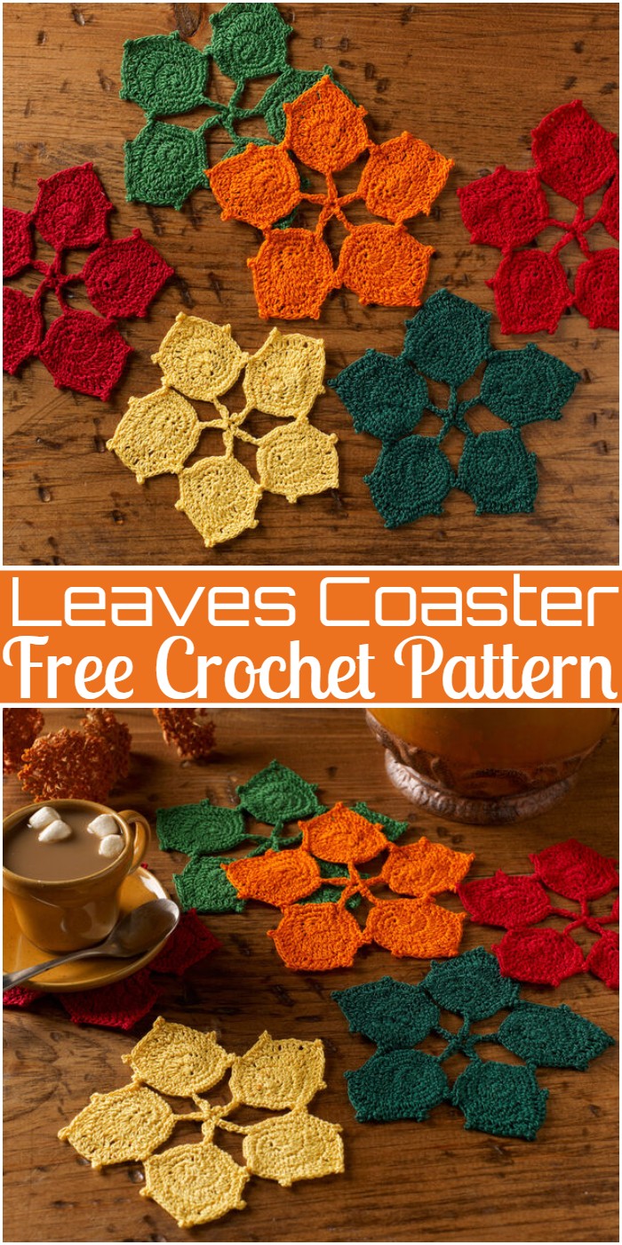 Crochet Leaves Coaster Pattern