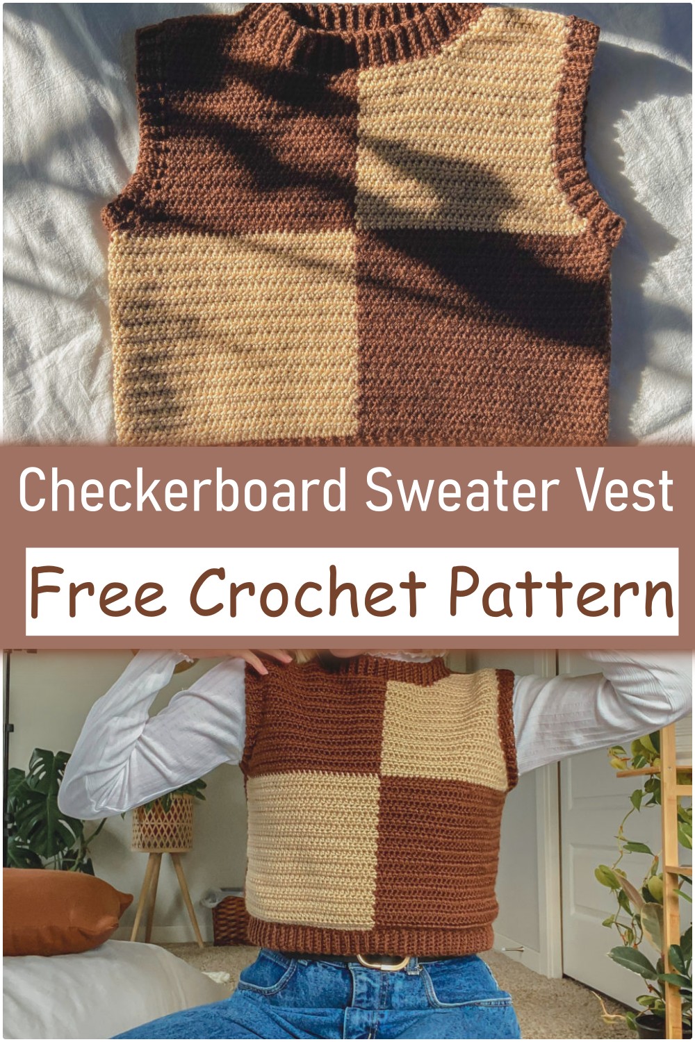 Checkerboard Sweater Vest Idea To Crochet