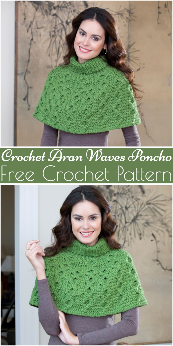 Crochet Aran Waves Poncho