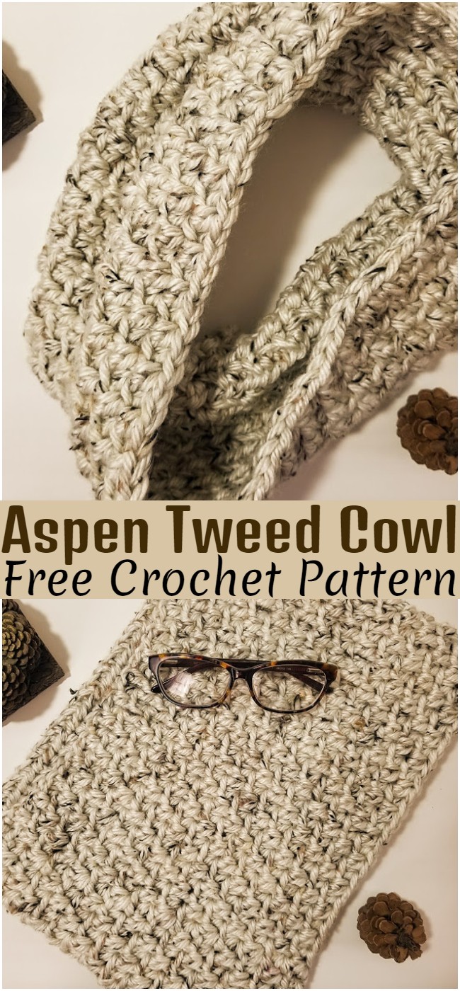 Crochet Aspen Tweed Cowl Pattern