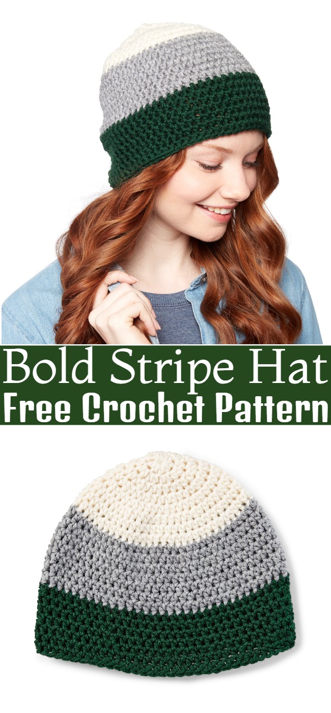 Crochet Bold Stripe Hat Pattern