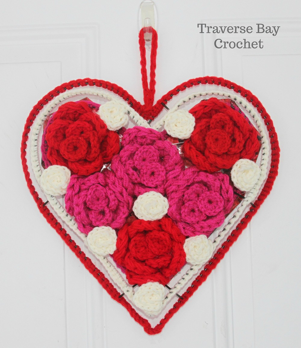Crochet Heart Flower Wreath