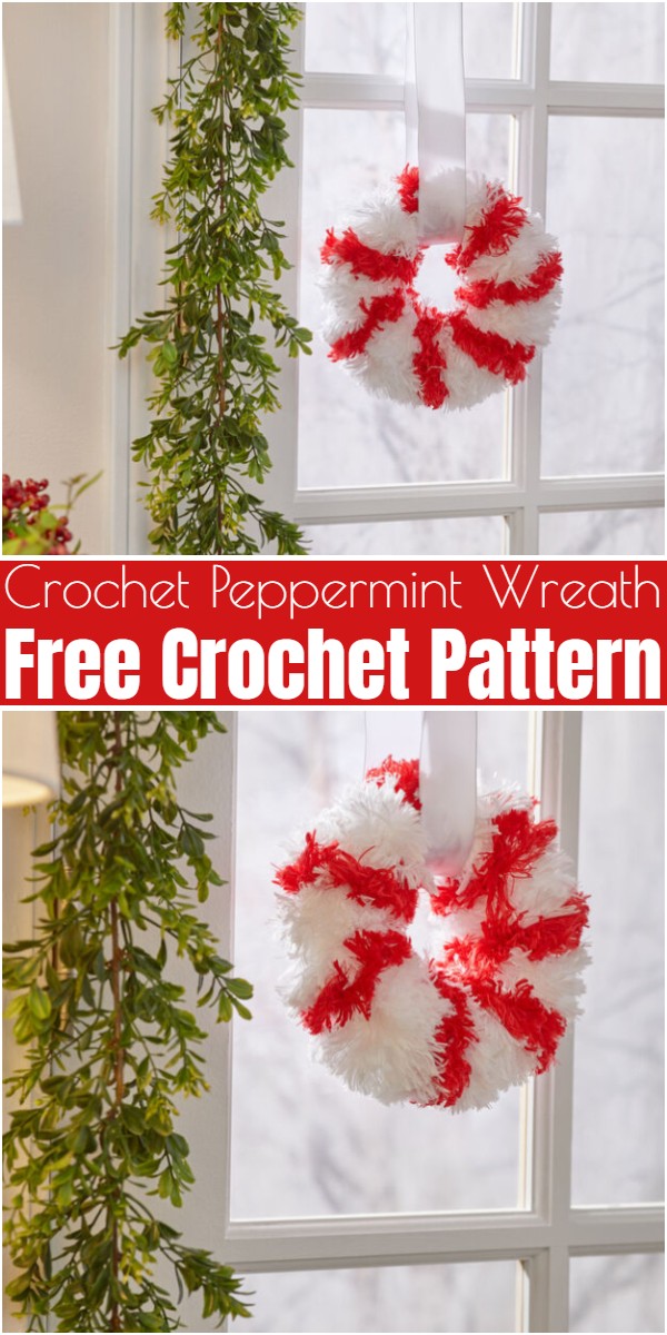 Crochet Peppermint Wreath