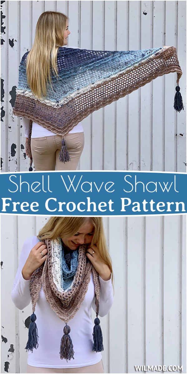 Shell Wave Shawl Free Crochet Pattern