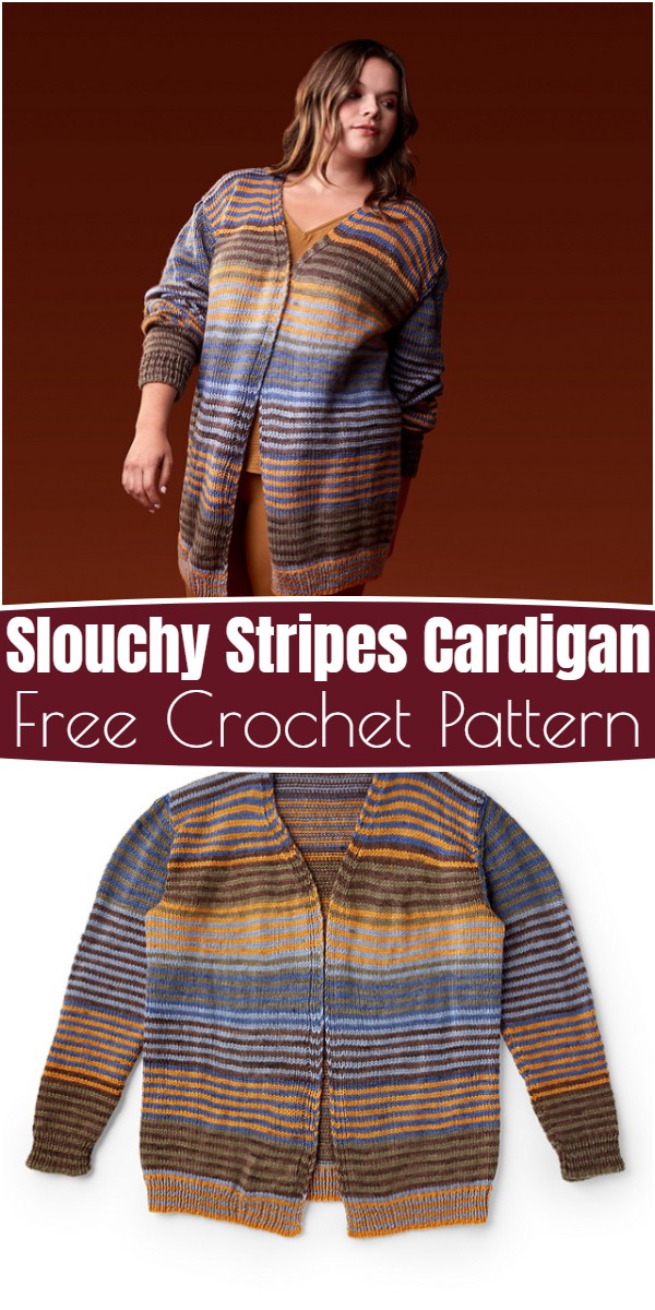Slouchy Stripes Cardigan Free Crochet Pattern