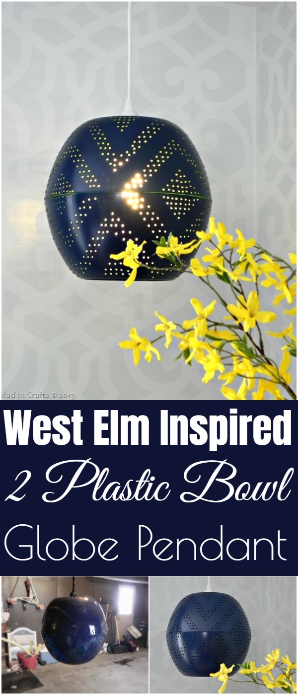 West Elm Inspired 2 Plastic Bowl Globe Pendant
