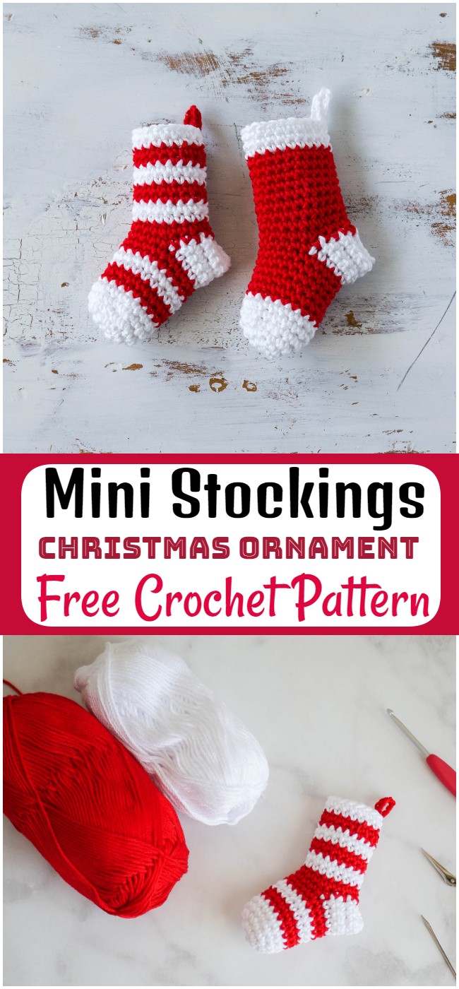 Free Crochet Mini Stockings Christmas Ornament Pattern