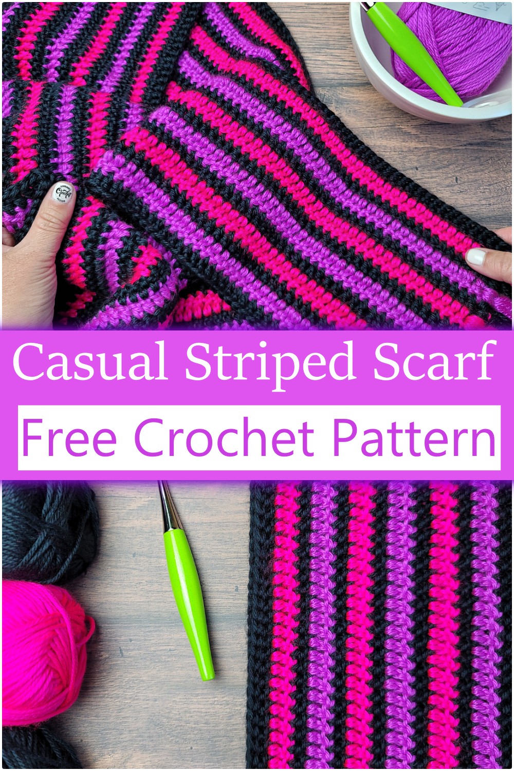Casual Striped Crochet Scarf Pattern