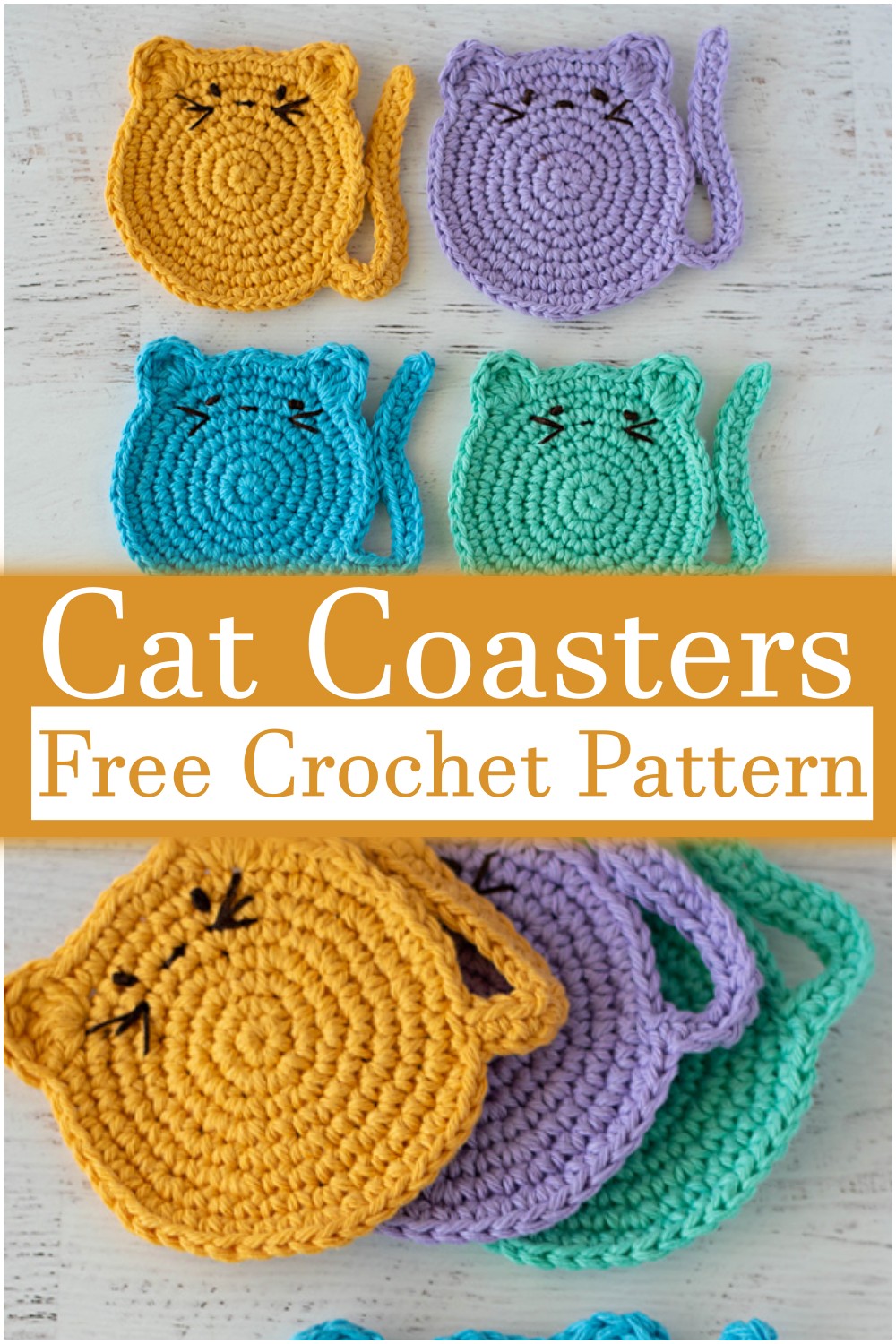  Crochet Cat Coasters