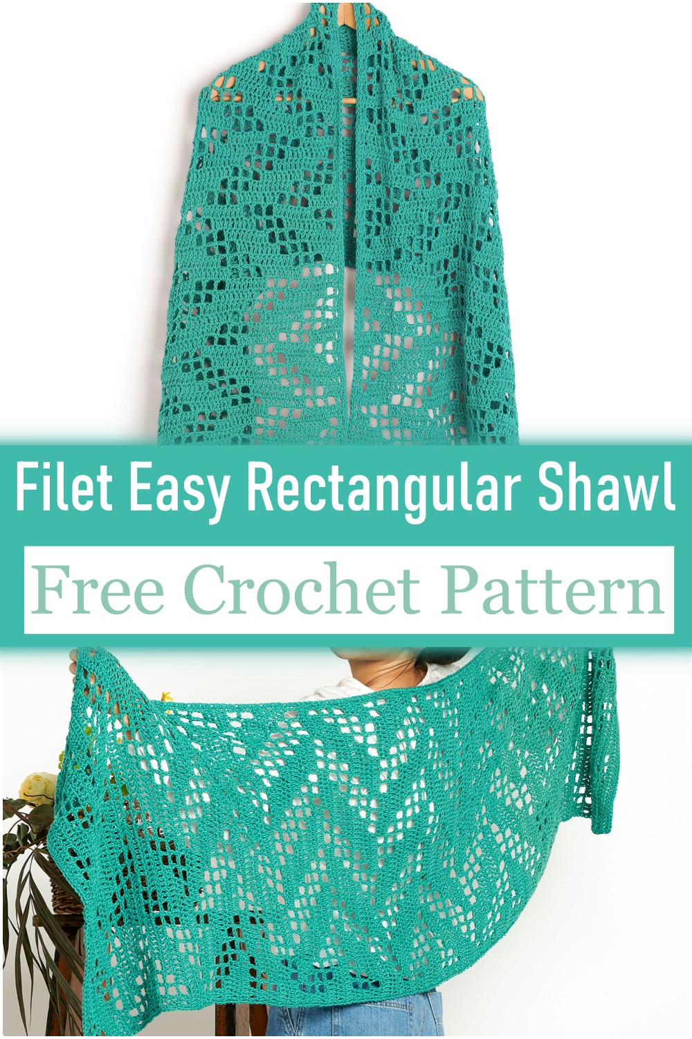 Filet Easy Rectangular Crochet Shawl Pattern