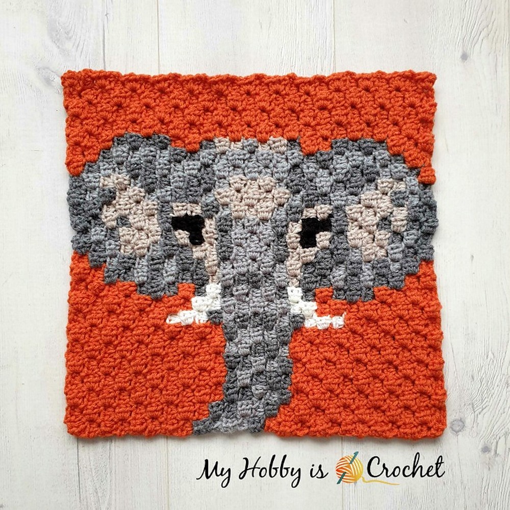 Crochet Elephant C2C Square