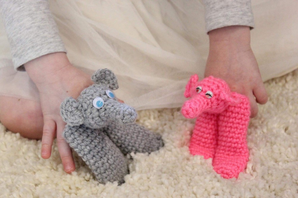 Crochet Elephant Finger Puppet