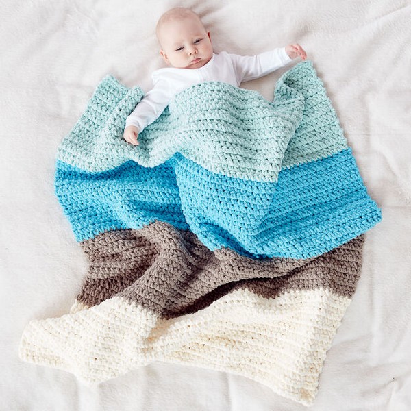 Free Crochet Colorblock Blanket