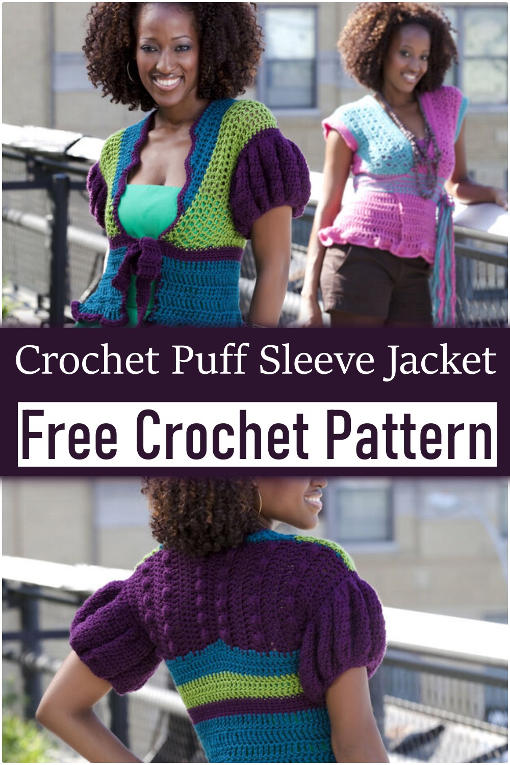 Crochet Puff Sleeve Jacket