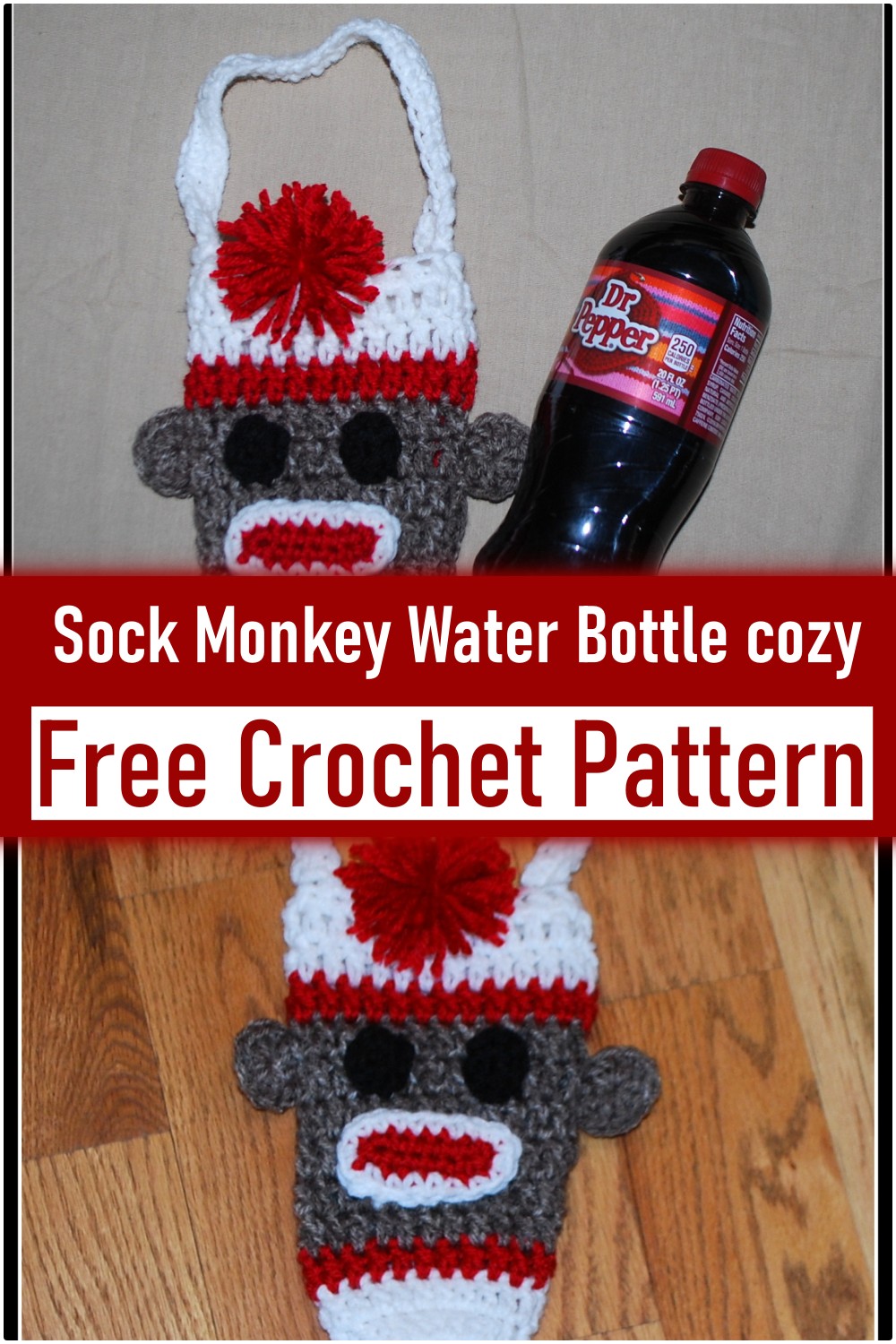 Sock Monkey Water Bottle cozy