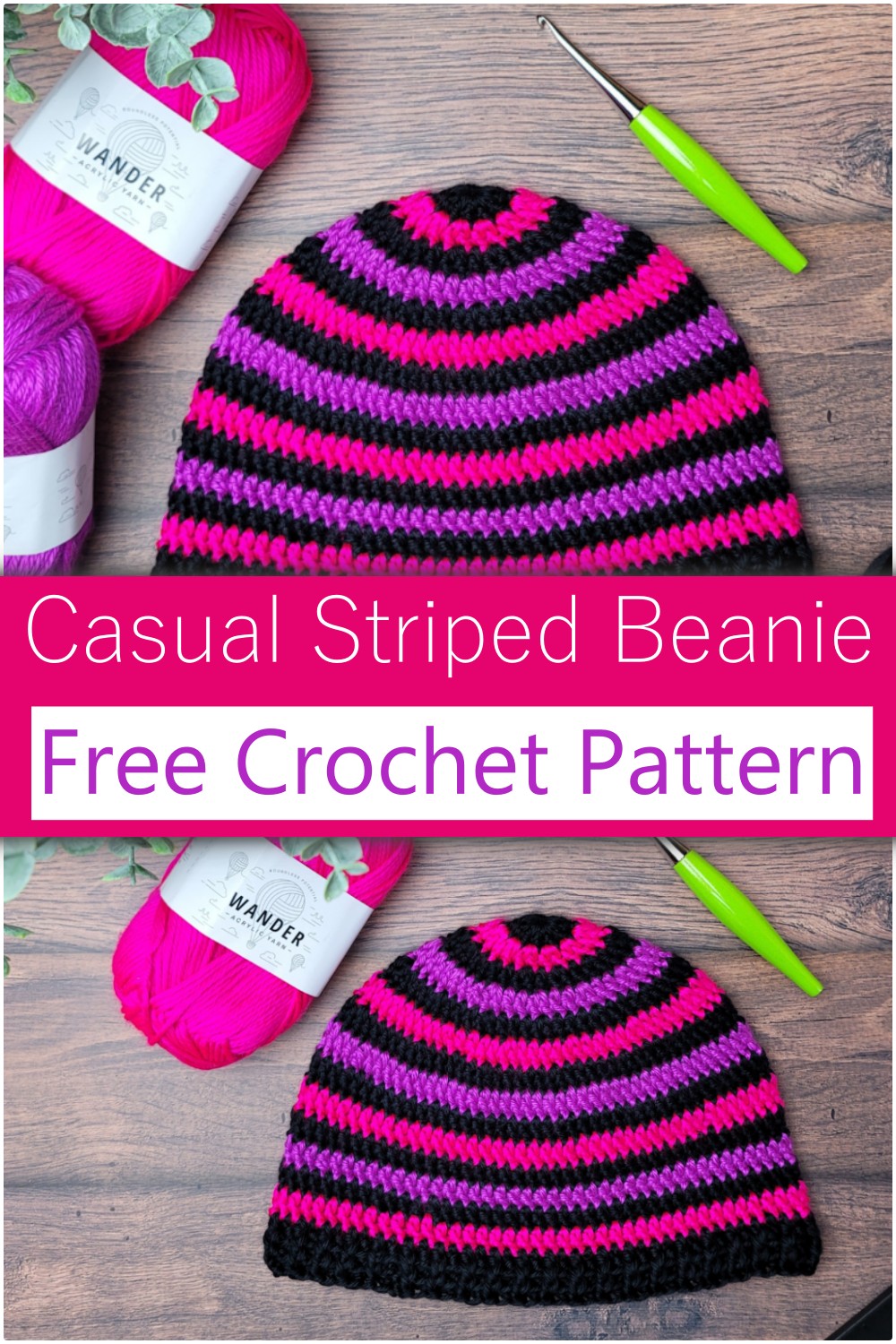 Casual Striped Crochet Beanie Pattern