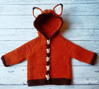 Crochet Fox Baby Cardigan
