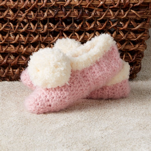 Crochet Trimmed Slippers