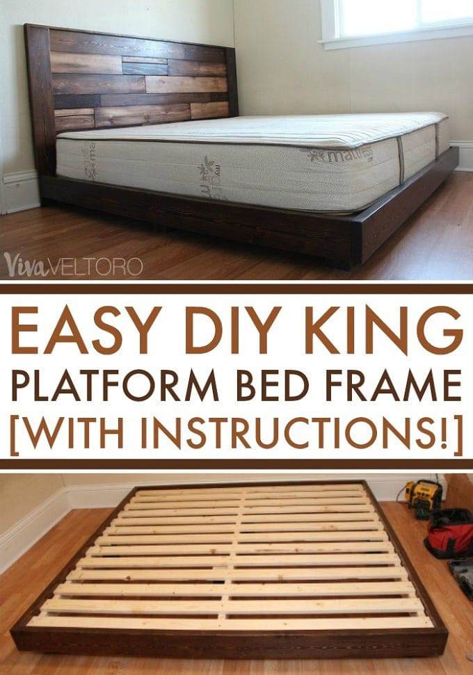 DIY Platform Bed Frame For King Bed