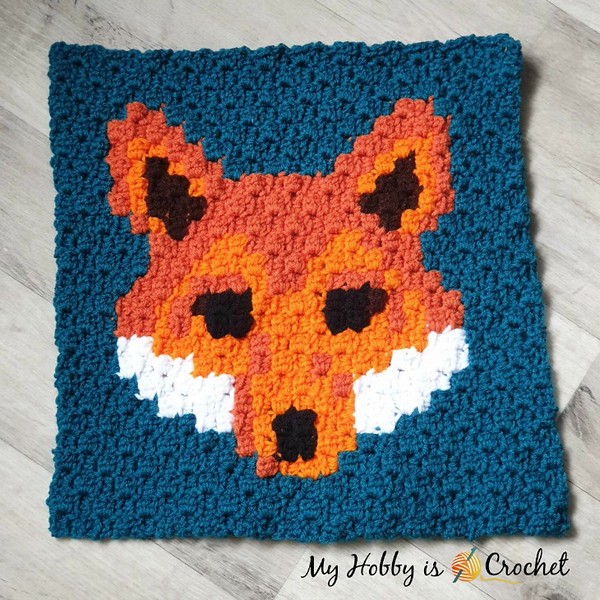 Free Crochet Lava Fox C2c Square Pattern