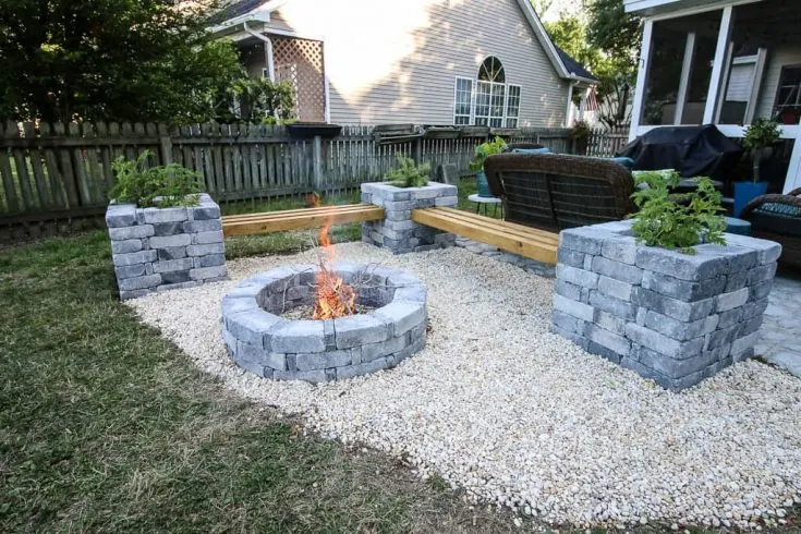 DIY Brick Bench and Fire Pit Plan