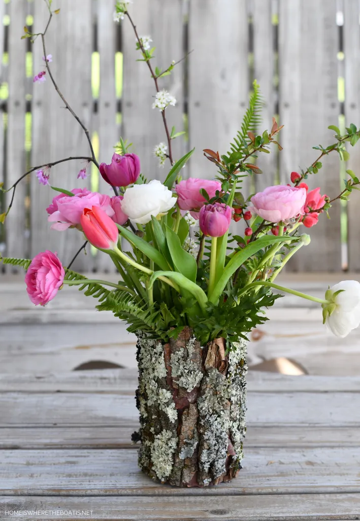 DIY Tree Bark Flower Vases