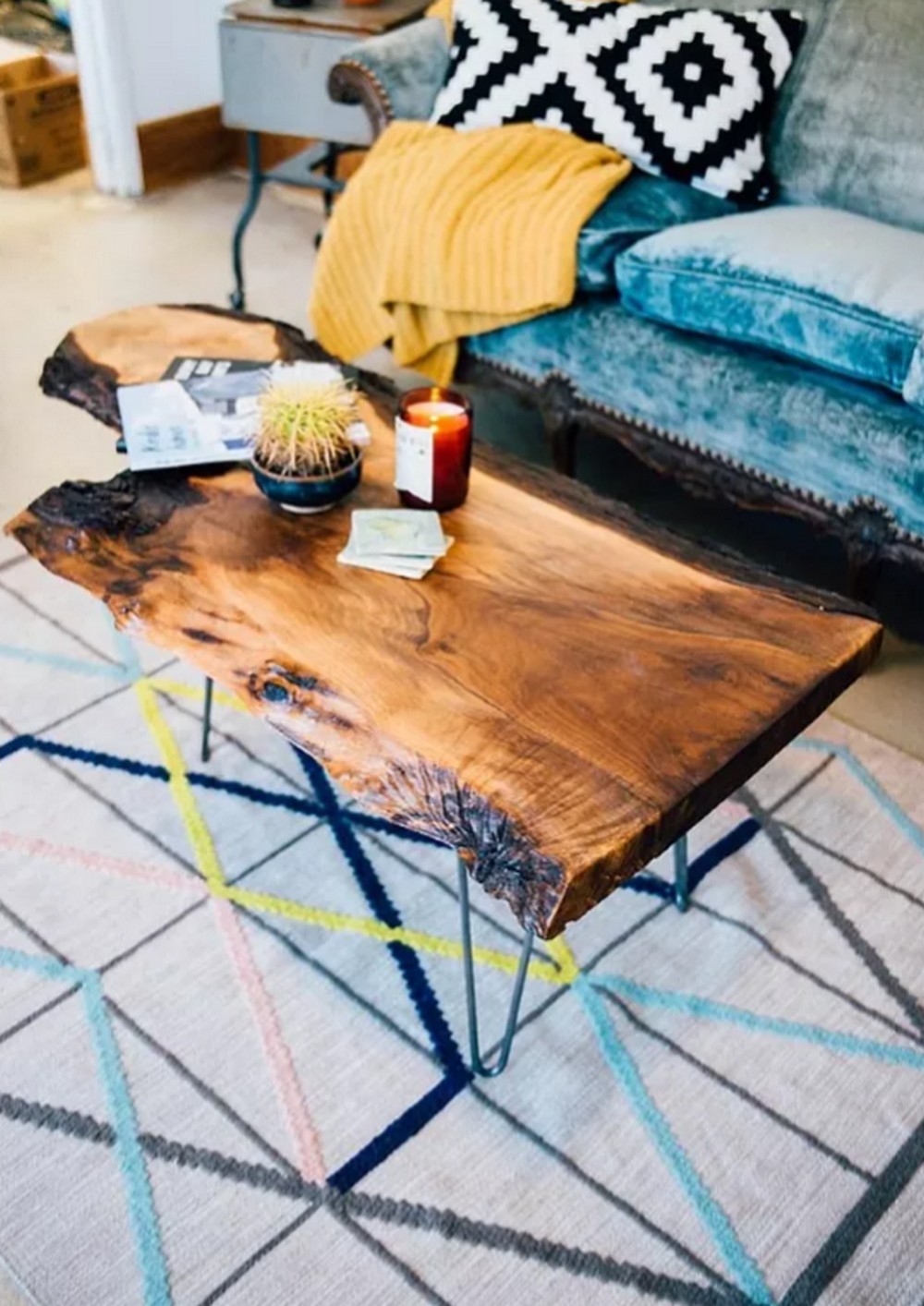Live Edge Table With Hairpin Legs