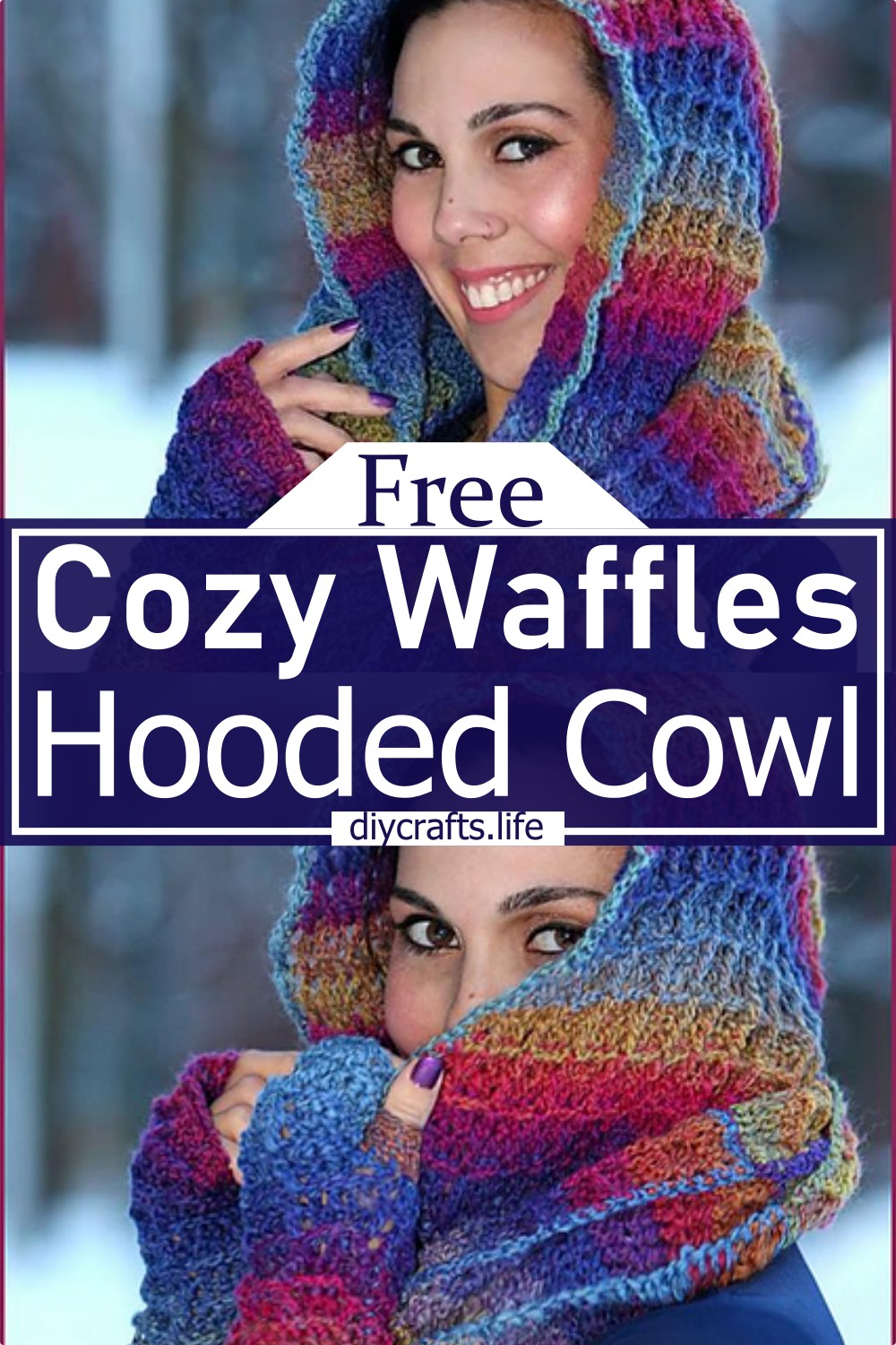 Cozy Waffles Hooded Cowl Pattern