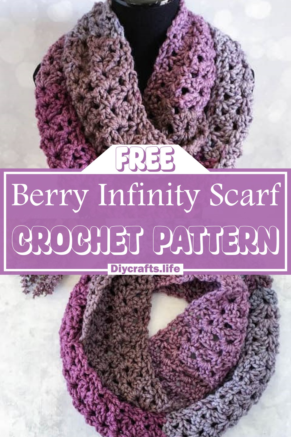 Crochet Berry Infinity Scarf Pattern