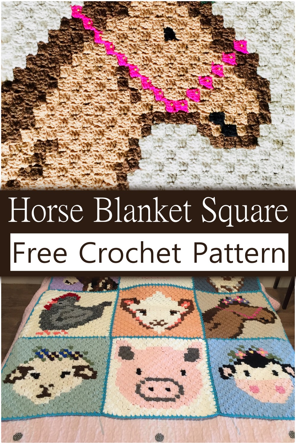 Crochet Horse Blanket C2C Square