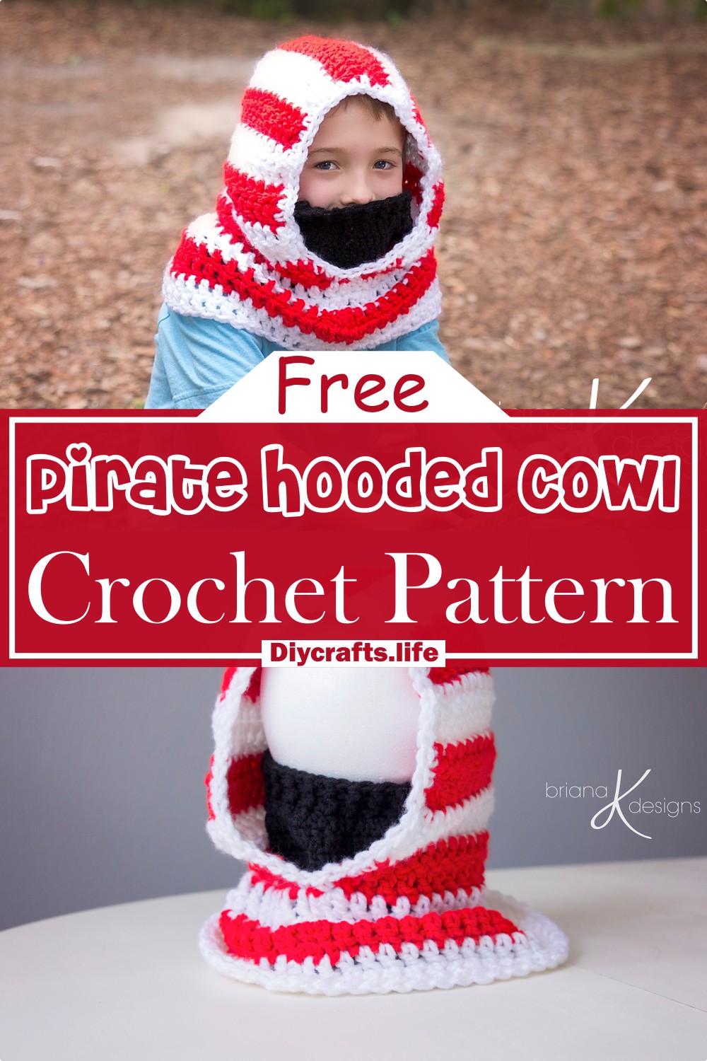 Crochet Pirate Hooded Cowl Pattern