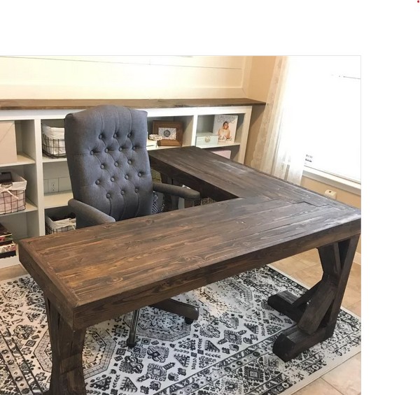Farmhouse Wood Desk With Office Makeover