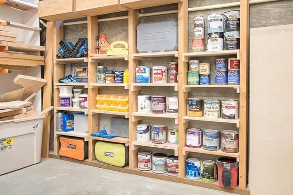 Garage Storage Between The Studs Shelves