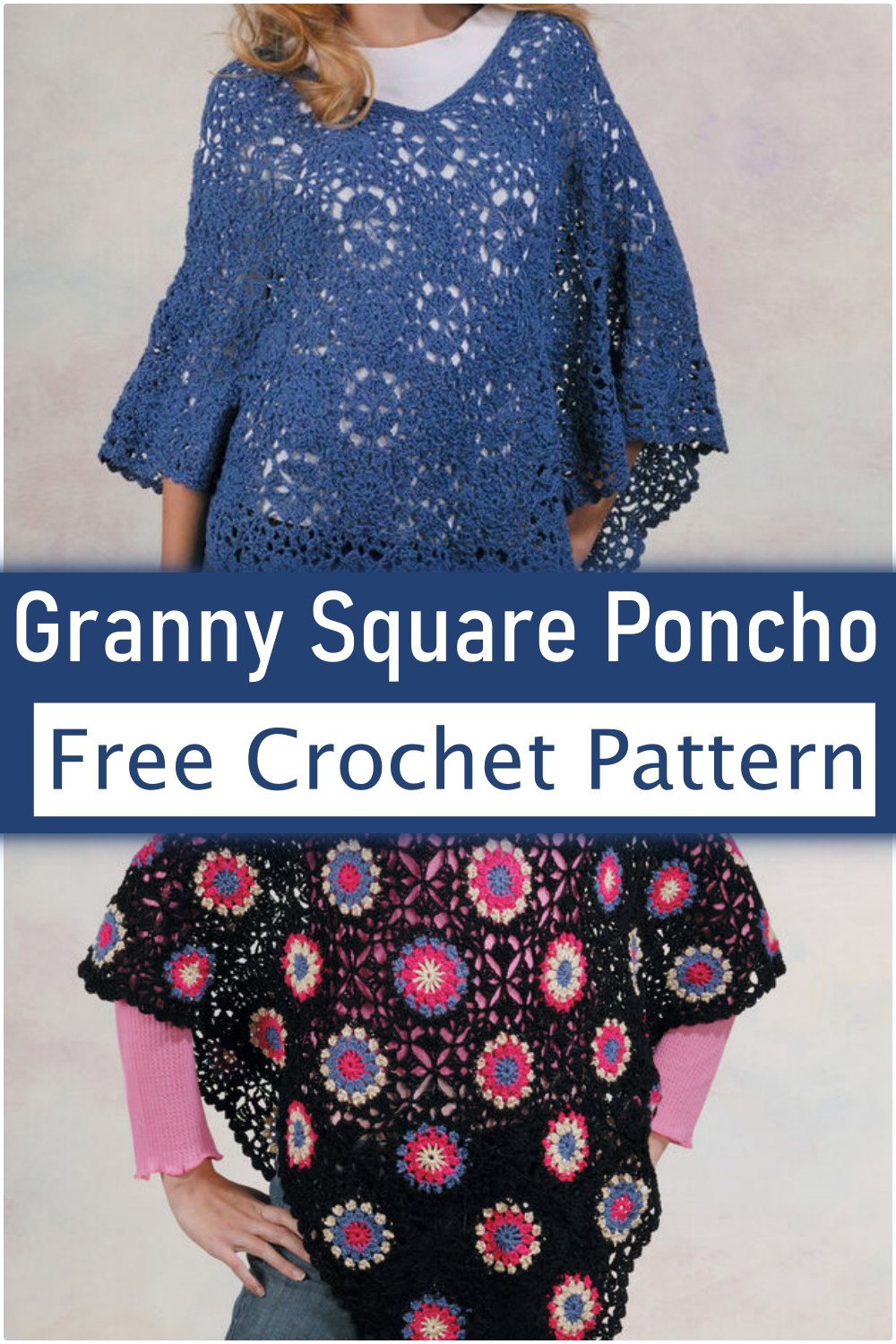 Granny Square Crochet Poncho For Women