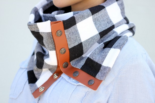 Leather + Flannel Snap Scarf Sewing Tutorial