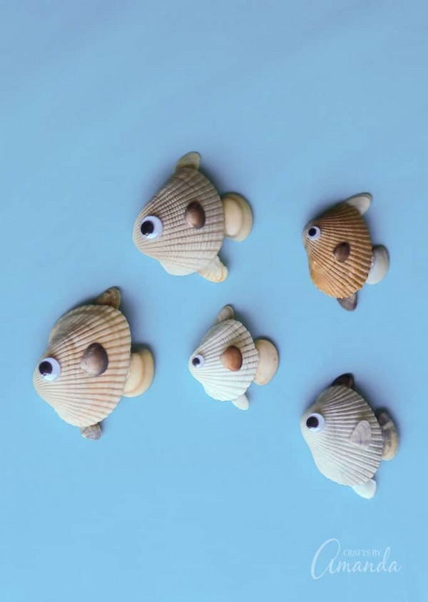 Make Seashell Fish Craft Idea