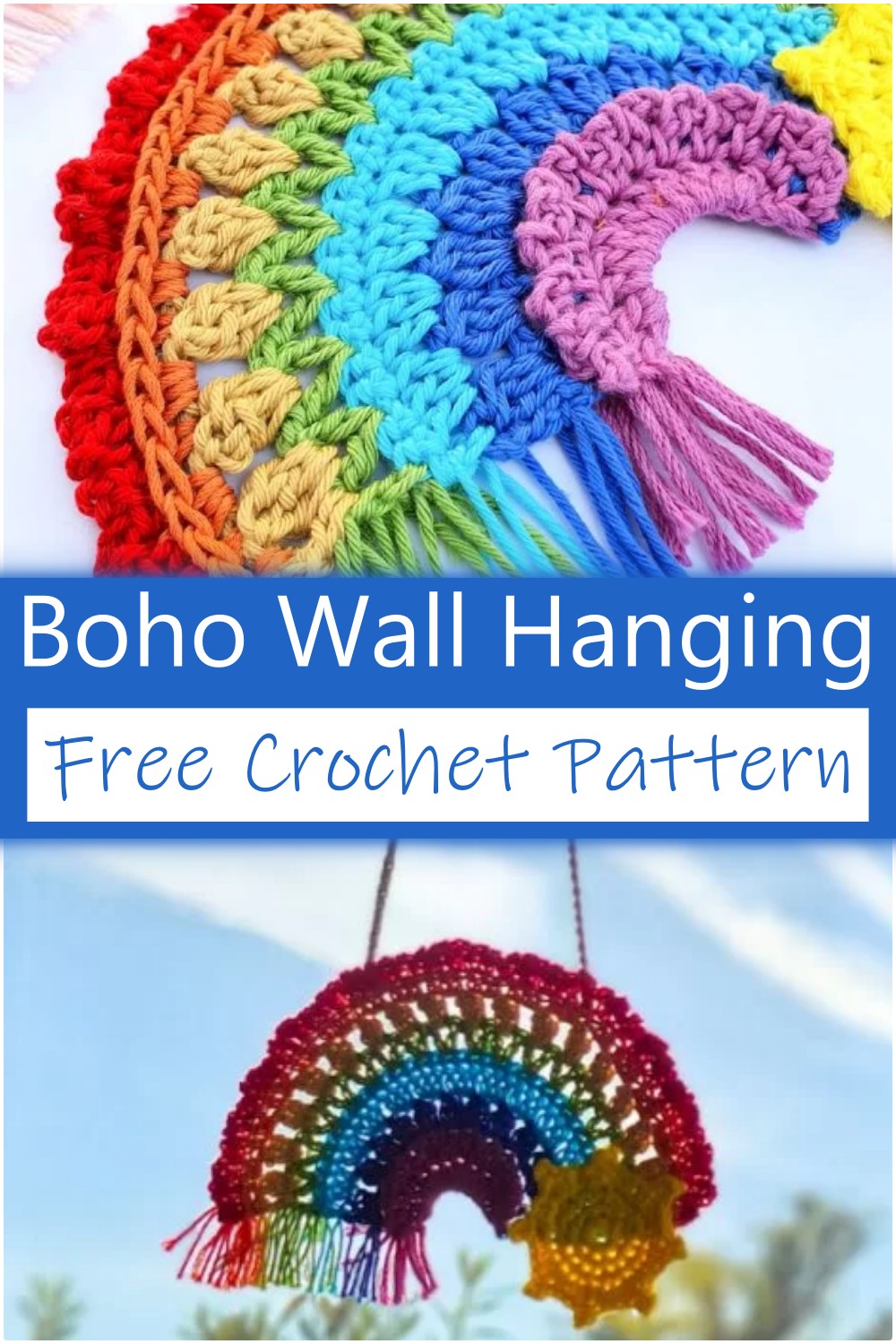 Rainbow Crochet Boho Wall Hanging