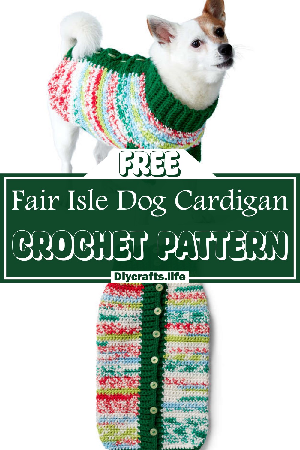 Crochet Fair Isle Dog Cardigan Pattern